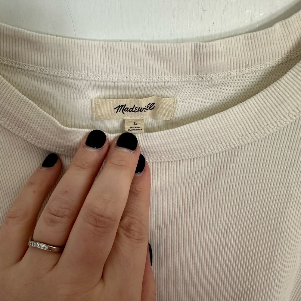 Maxwell Cream Ribbed Cropped Tank Top | Large - Picture 3 of 4